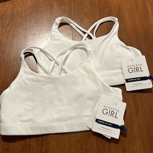 NWT Athleta Girl Bundle of two white Upbeat Bras 2.0 Size XL/14.